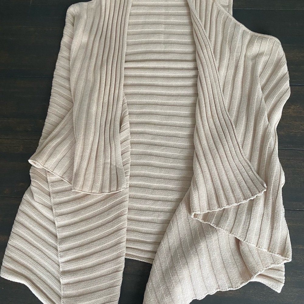 LOFT Beige Ribbed Cardigan
